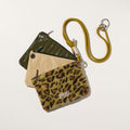 Square 3 Pouch Bag Green Leopard