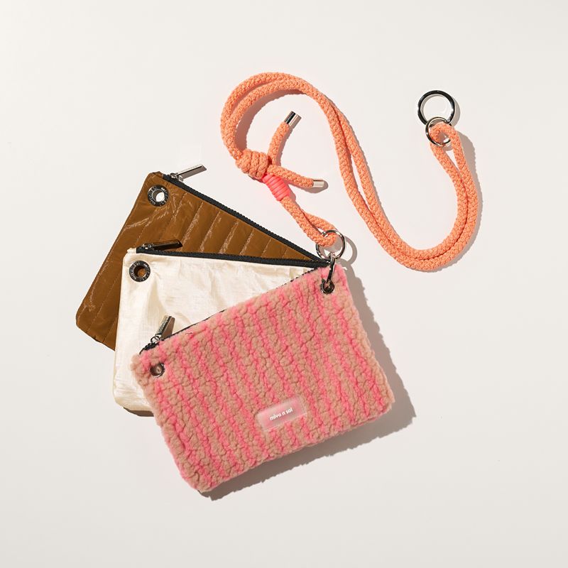 Square 3 Pouch Bag Pink Stripe