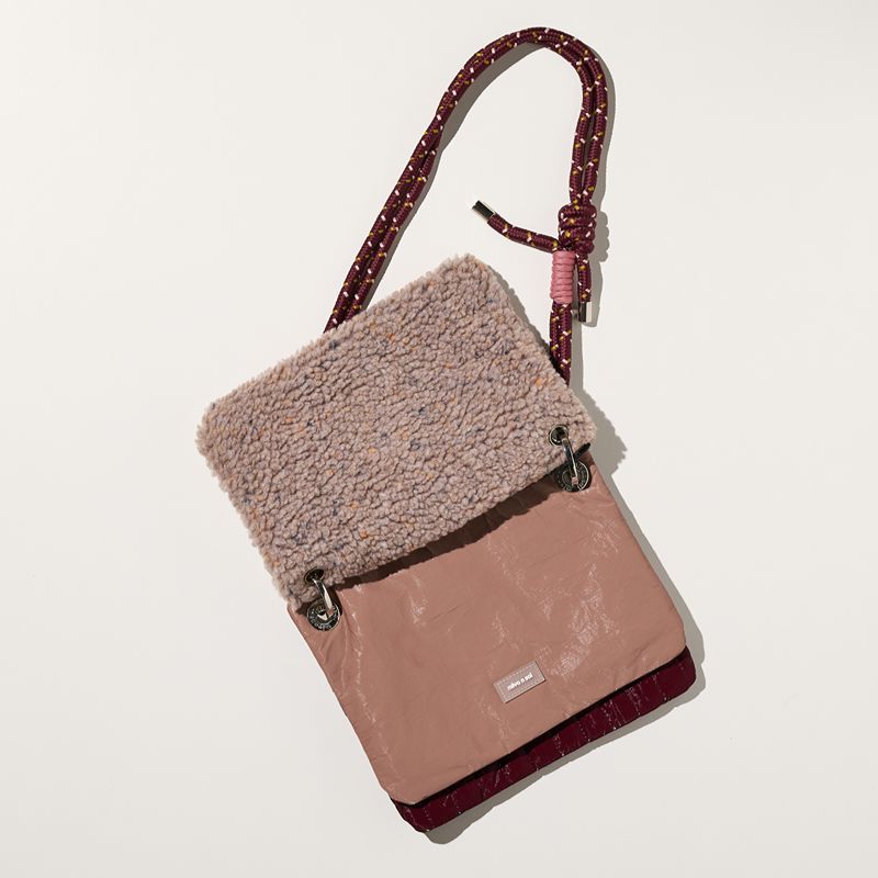 Square 3 Pouch Bag Pink Dot