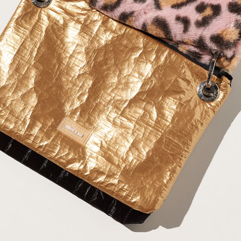 Square 3 Pouch Bag Pink Leopard