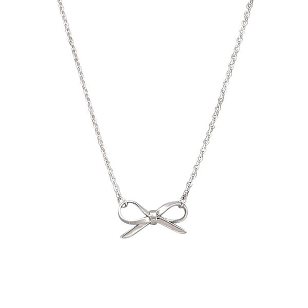 Ribbon Bow Necklace Silver