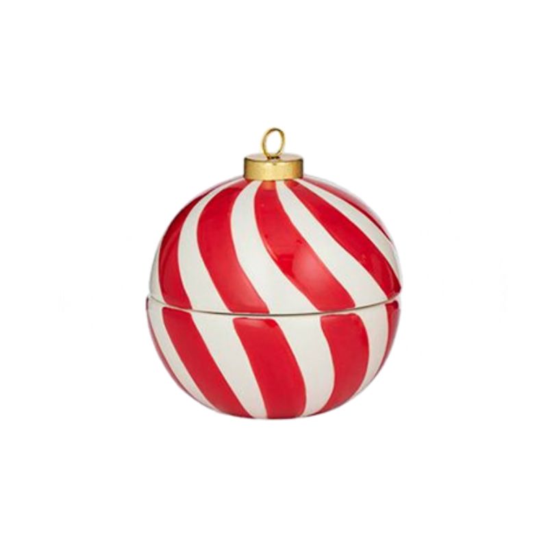 Merry Candle Ceramic Bauble Red/White
