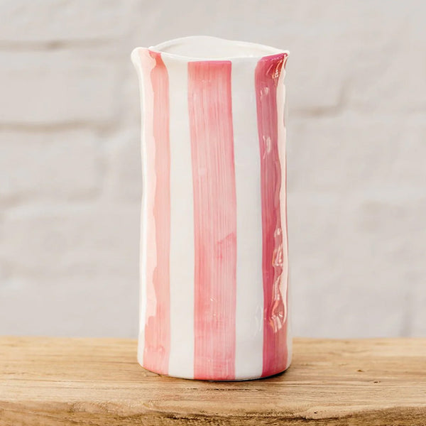 Pink and White Stripe Large Vase