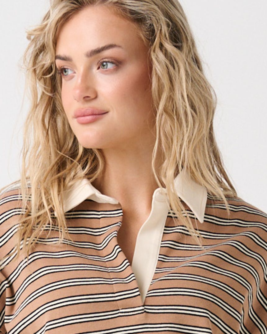 Alisa Rugby Tee Toffee Stripe