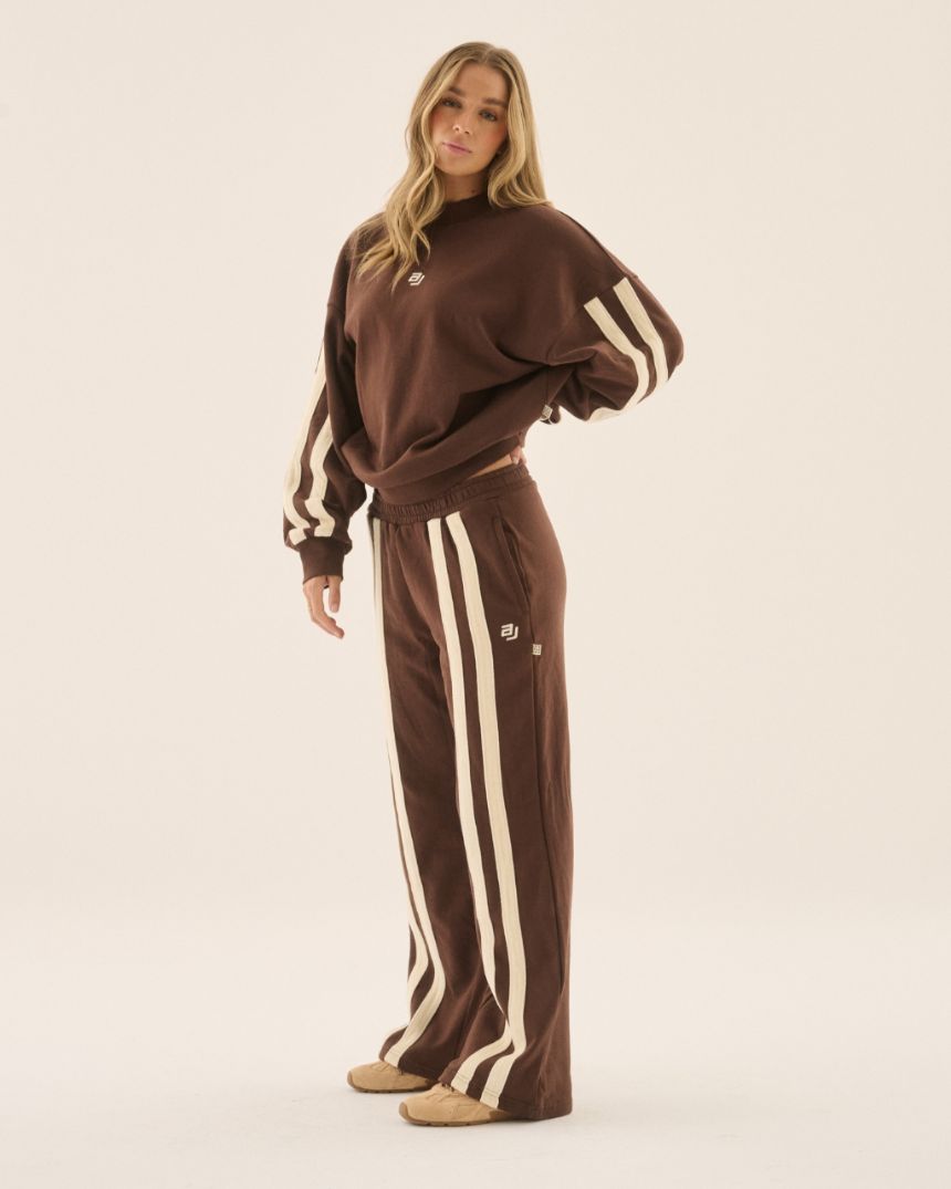 AJ Logo Stripe Trackpant Chicory Coffee
