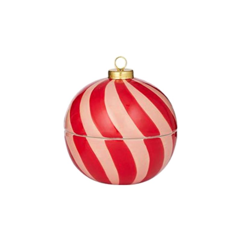 Merry Candle Ceramic Bauble Pink/Red