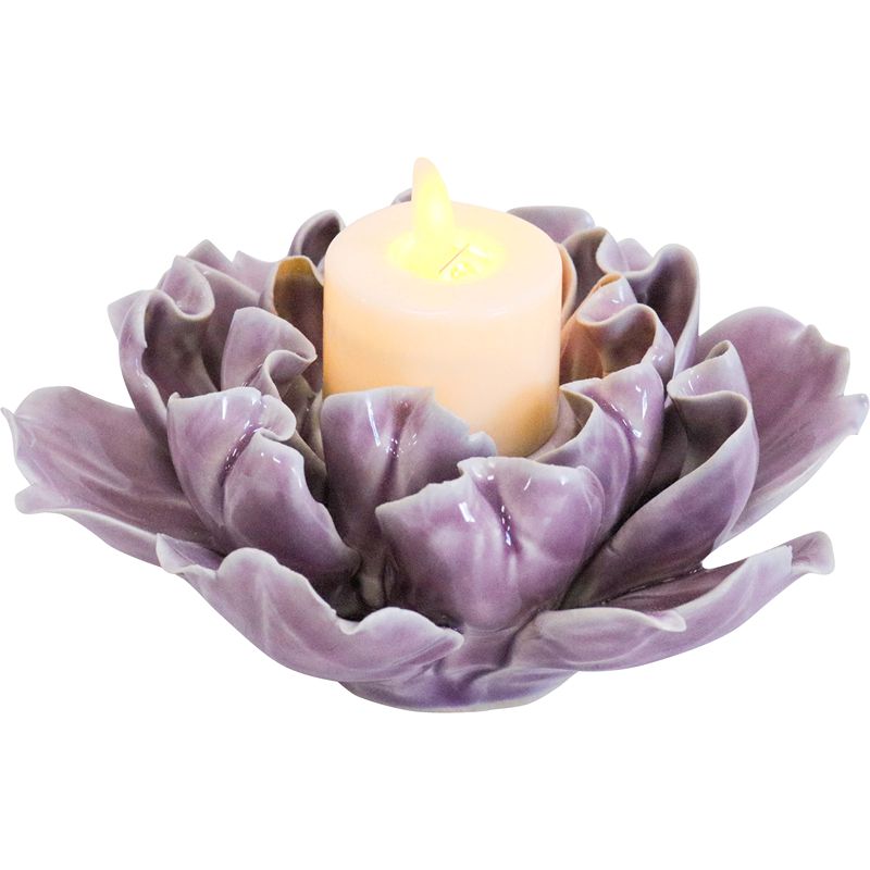 Ceramic Flower  Tealight Holder Mauve