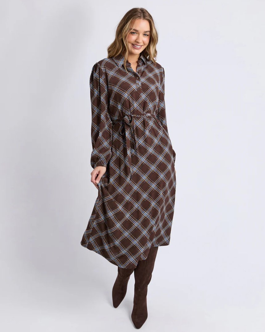 Edison Check Dress Chocolate