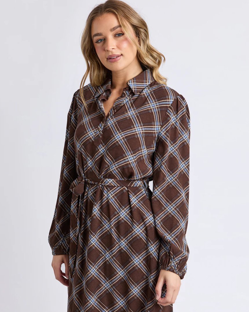 Edison Check Dress Chocolate