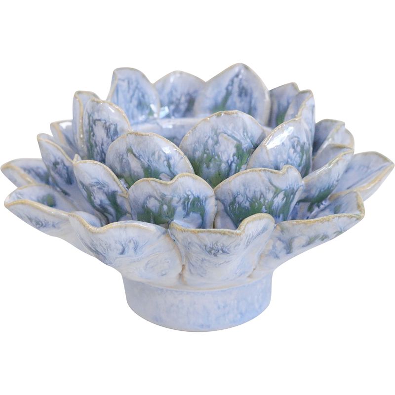 Ceramic Flower Tealight Holder Blue