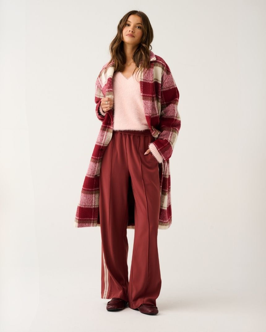 Greta Coat Berry Check