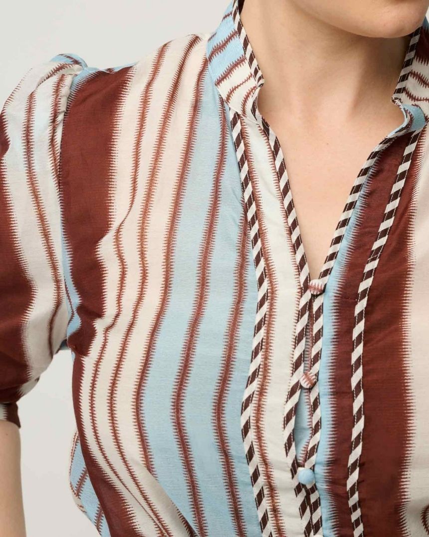 Calantha Cotton Silk Shirt Stripe