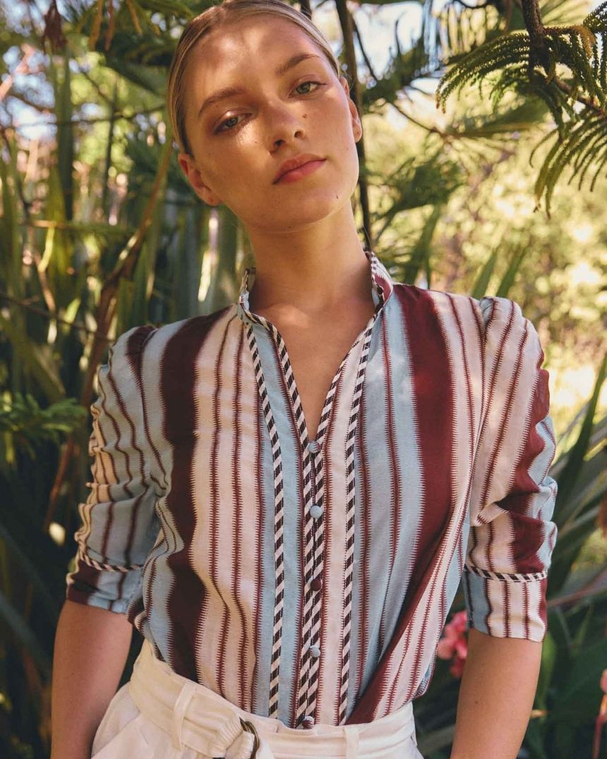 Calantha Cotton Silk Shirt Stripe
