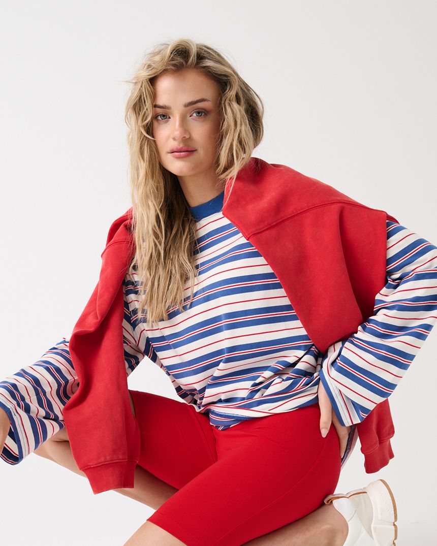 Carter Long Sleeve Red/Slate Stripe