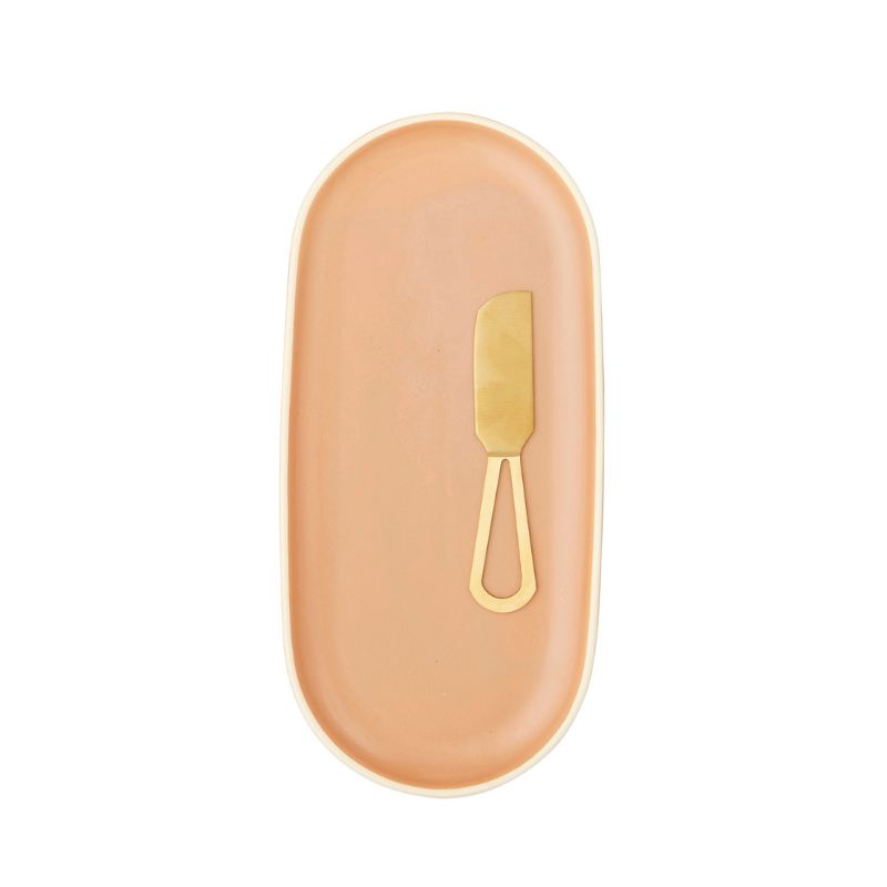 Paxton Plate and Knife Set Terracotta