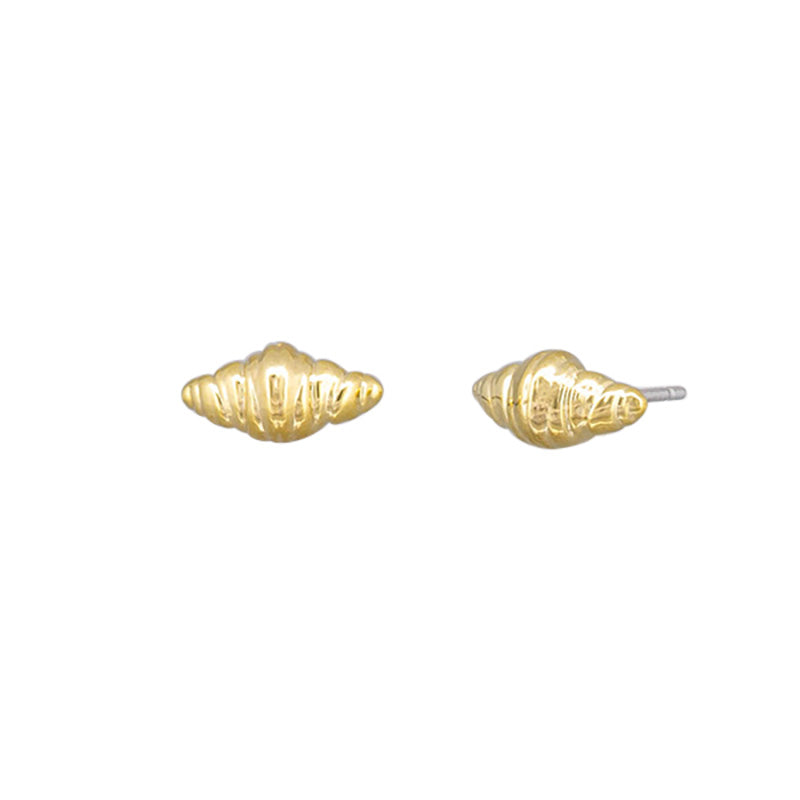 Mini Miter Shell Stud Earrings Gold