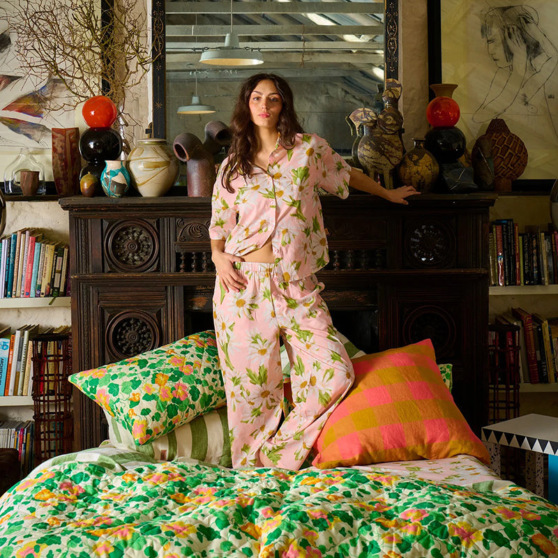 Sweet Daisy Cotton Short Sleeve Shirt & Pant Pyjamas