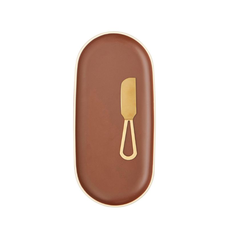 Paxton Plate and Knife Set Cocoa