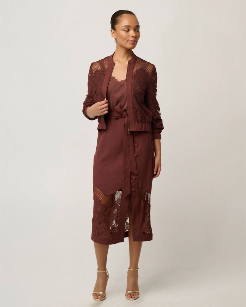 Solene Lace Bomber Jacket Rosewood