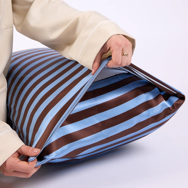 Silk Pillowcase Iced Choc Stripes
