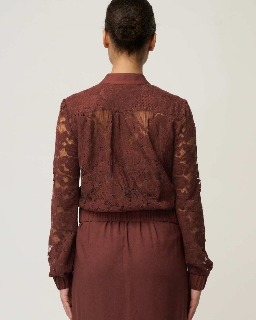 Solene Lace Bomber Jacket Rosewood