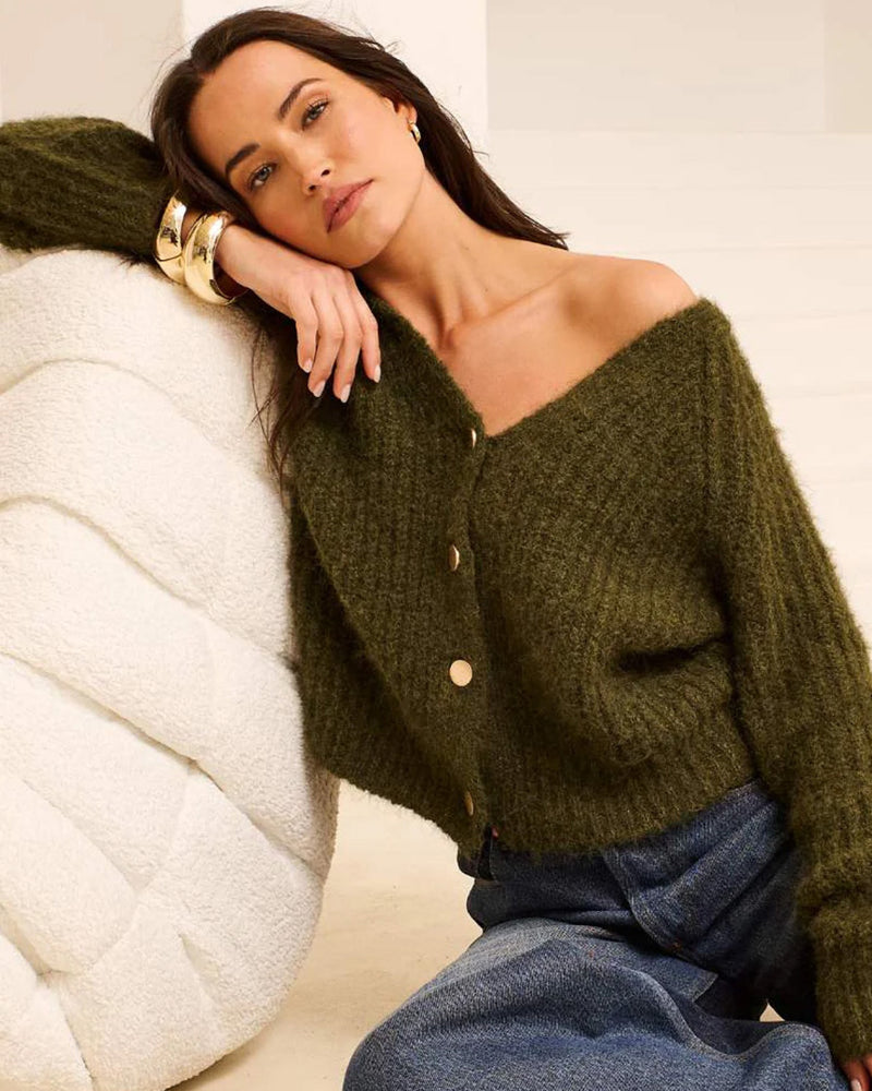 Hazel Knit Cardigan Khaki