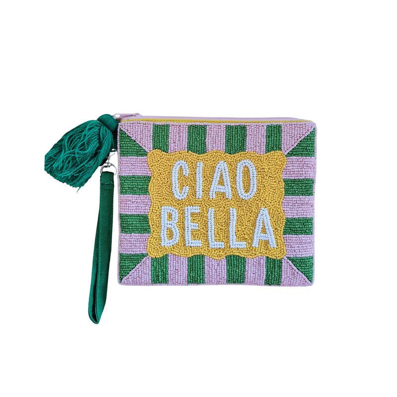 Ciao Bella Beaded Purse Yellow/Pink/Green