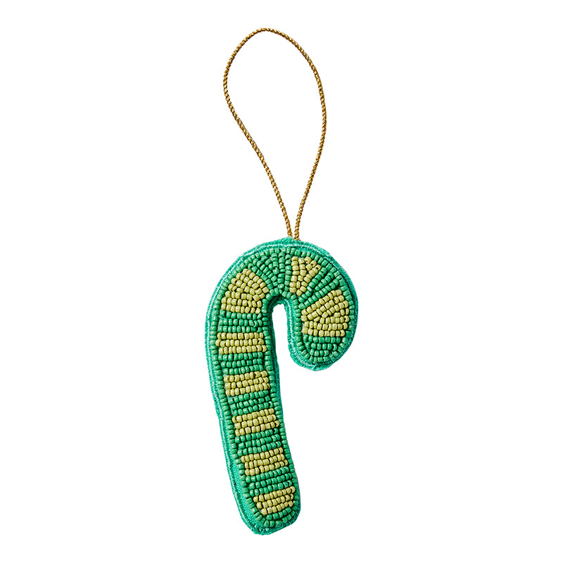Candy Cane Green Beaded Decoration
