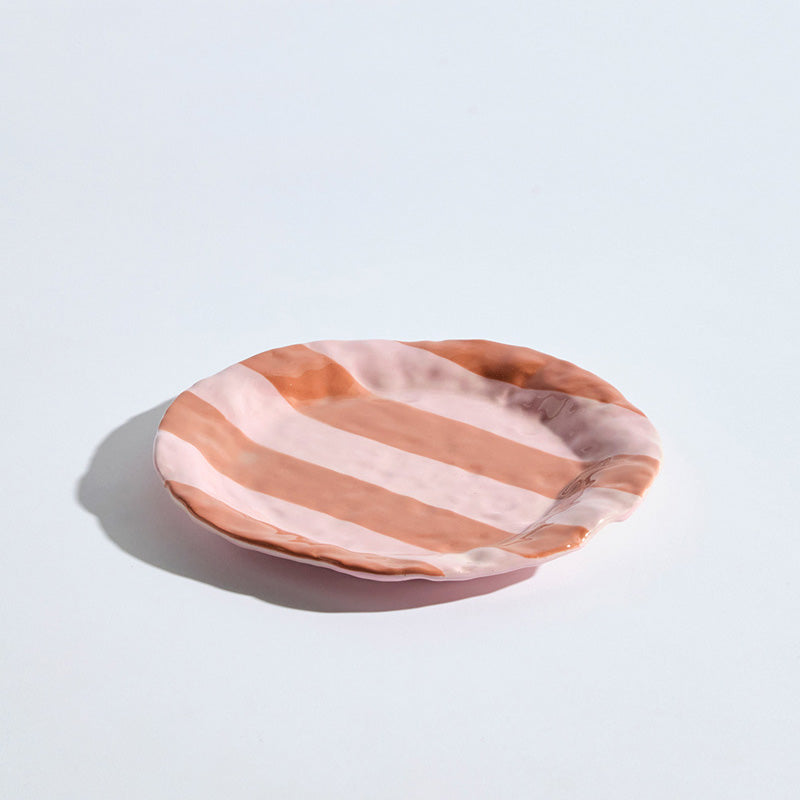 Hampton Plate Pink/Tan Stripe