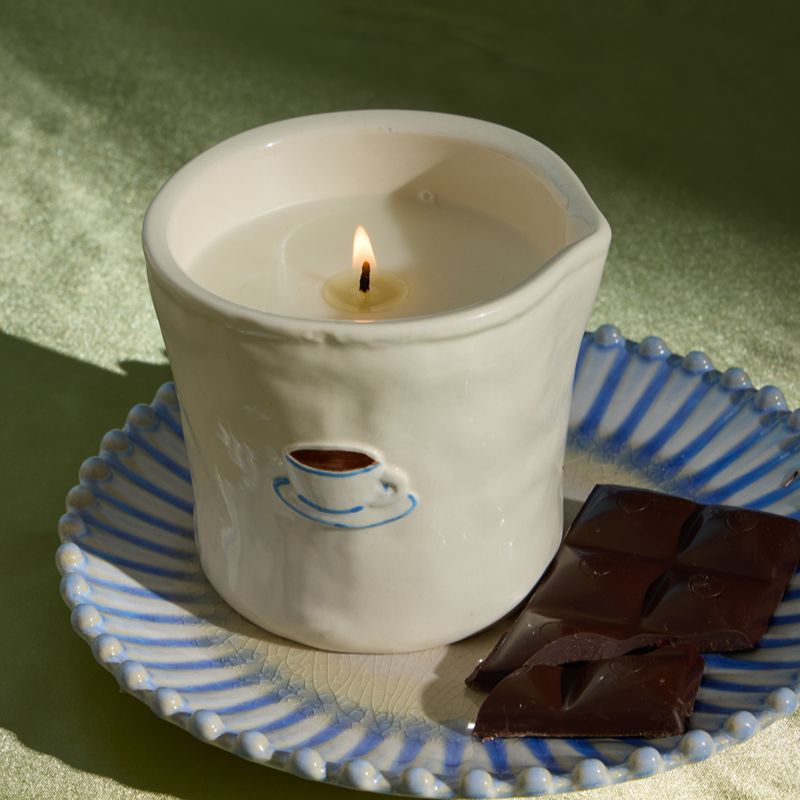 Bistro Cappuccino Embossed Candle