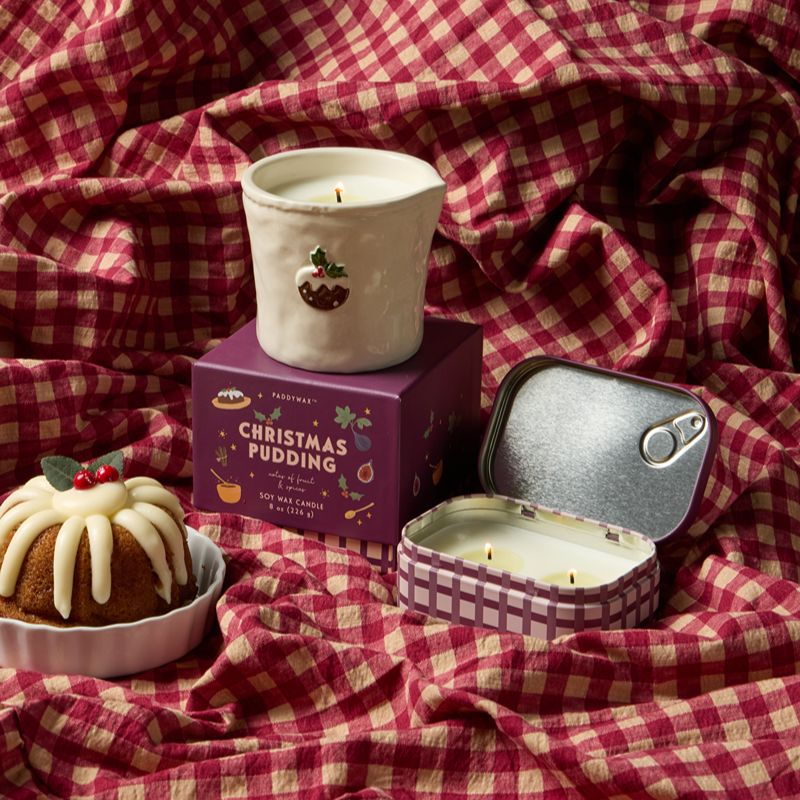 Bistro Christmas Pudding Embossed Candle