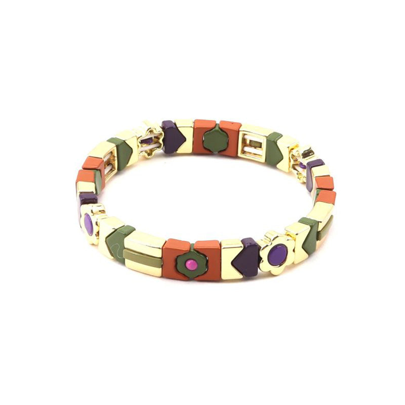 Rust Flower Candy Tile Bracelet