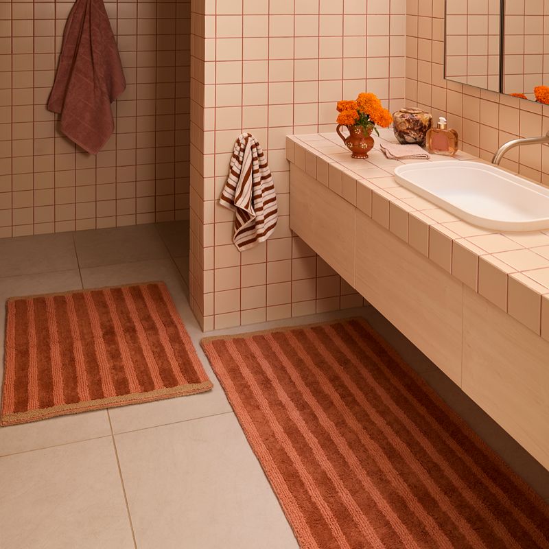 Stripe Terracotta Bath Mat