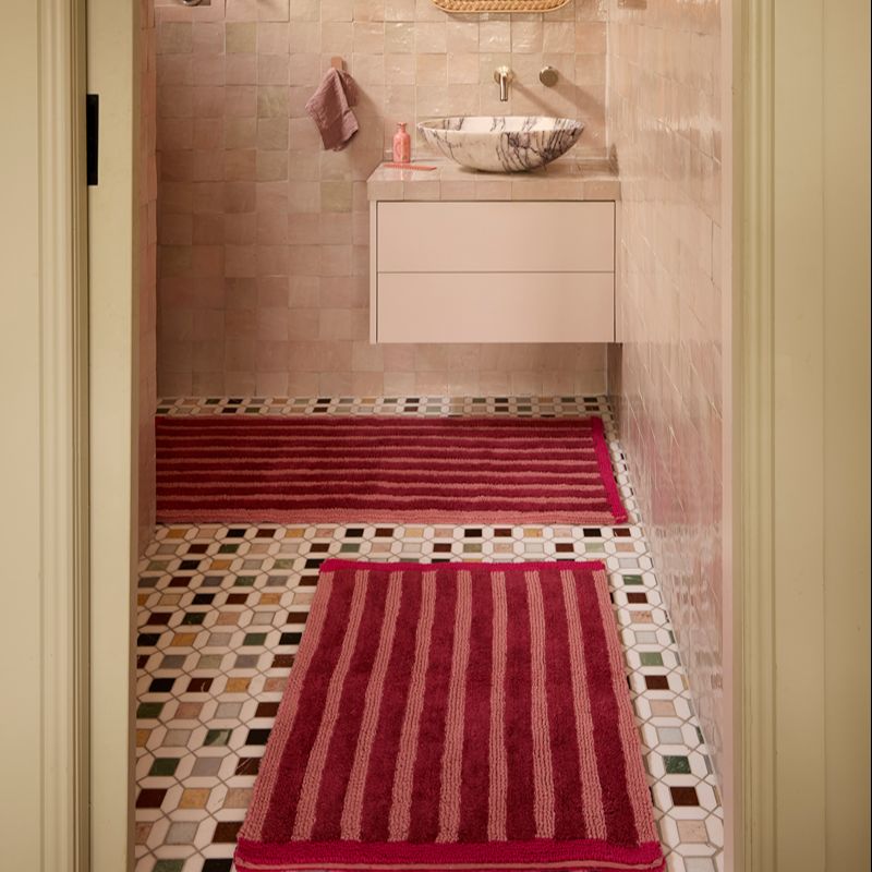 Stripe Burgundy Bath Mat
