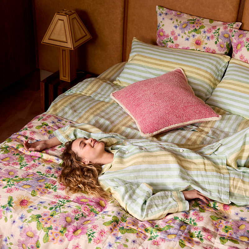 Stripe Blue Green Flat Sheet