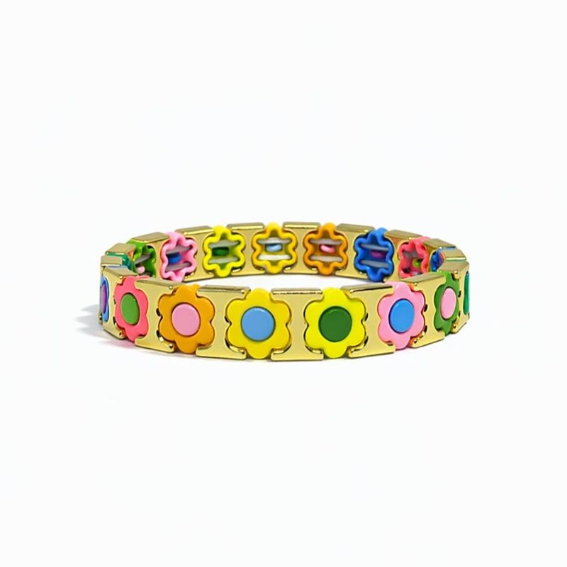 Multi Gold Daisy Tile Bracelet