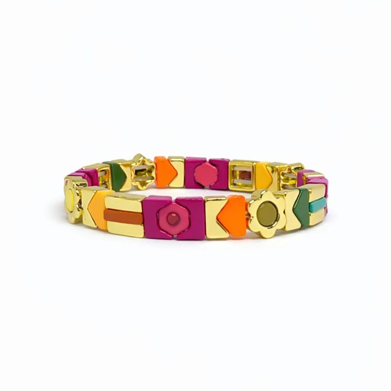 Orange Flower Candy Tile Bracelet
