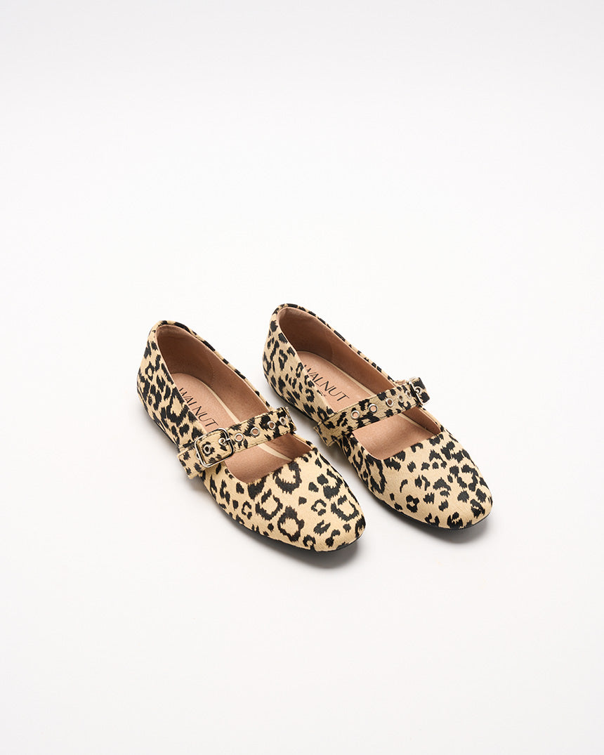Bianca Beige Leopard Leather Ballet