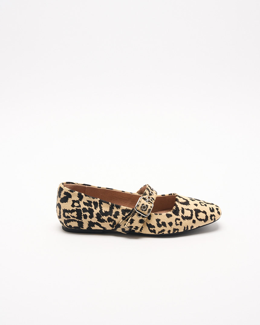 Bianca Beige Leopard Leather Ballet