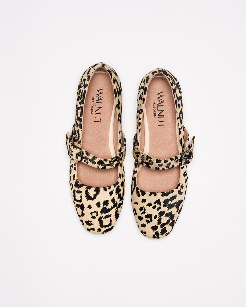 Bianca Beige Leopard Leather Ballet