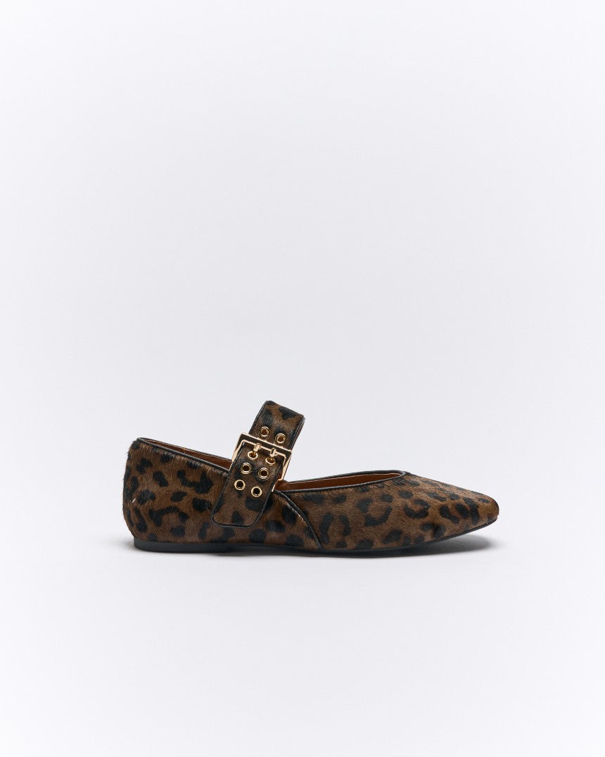 Blaise Leather Ballet Choc Leopard