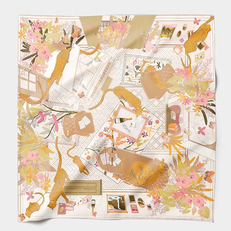 Silk Scarf Boudoir Felin Gold