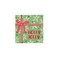 Holly Jolly Ceramic Coaster Red Bow