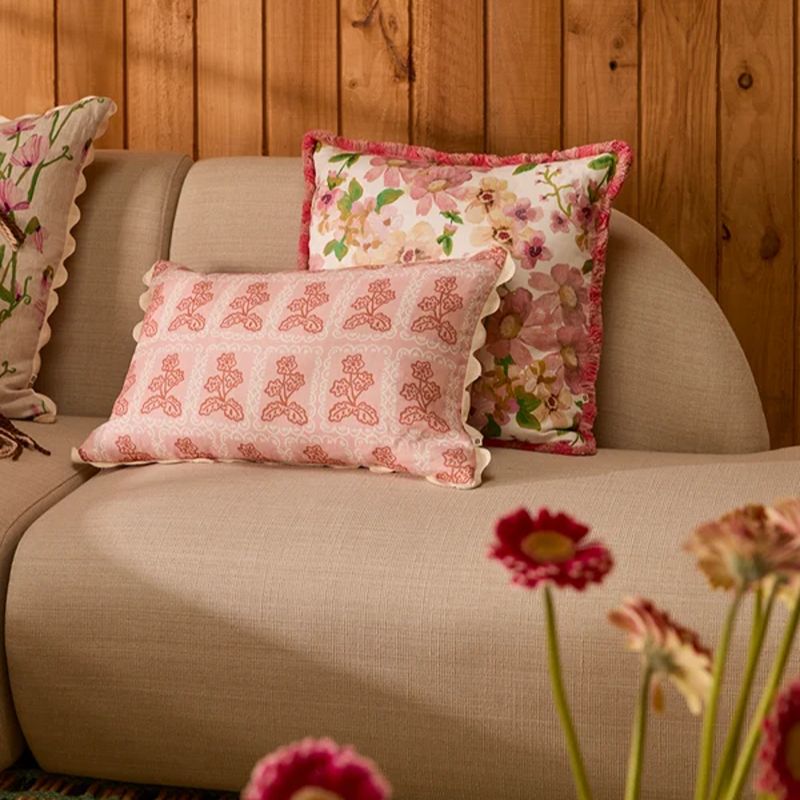 Martine Pink Linen Cushion 60x40cm