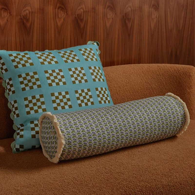 Lattice Blue Linen Cushion 60cm