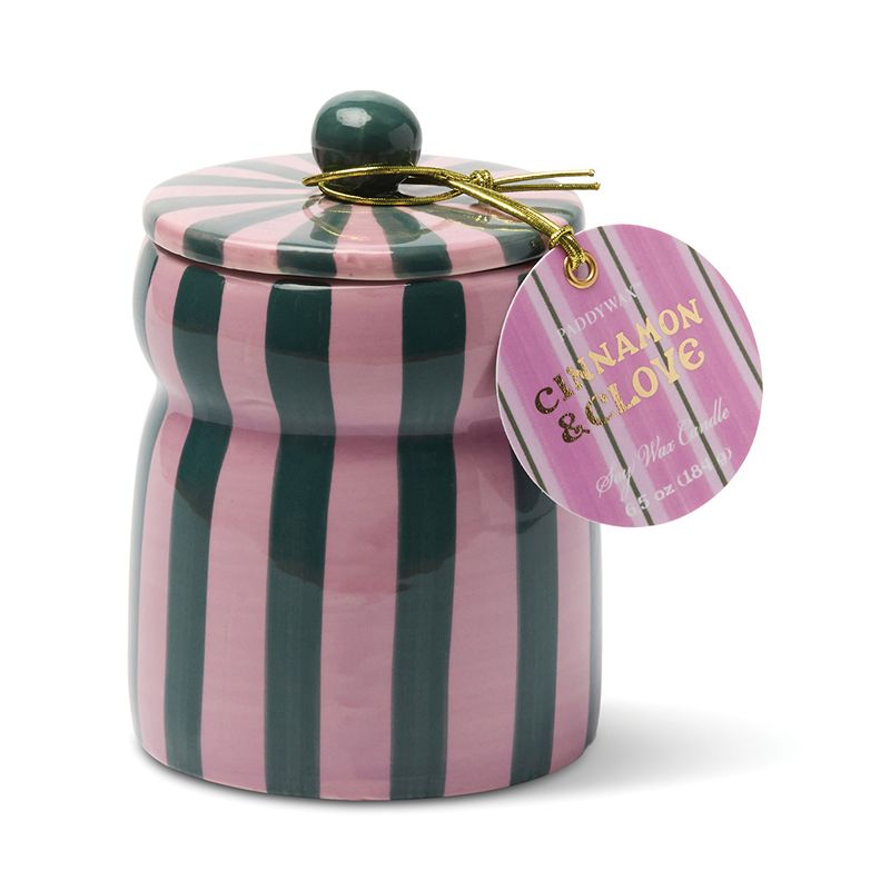 Cabana Christmas Pink/Green Cinnamon & Clove Candle with Lid