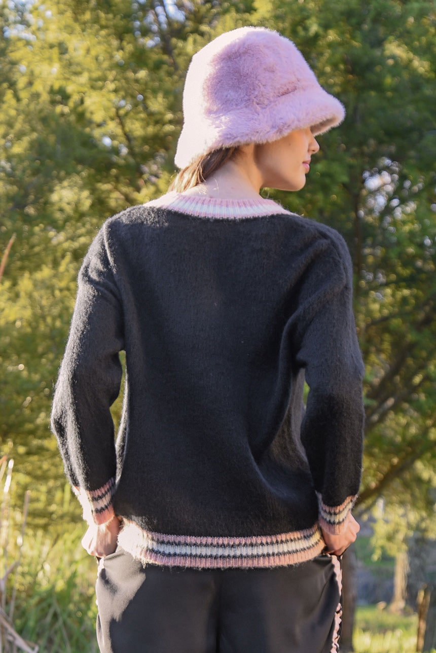 Vee Party Knit Jumper Black