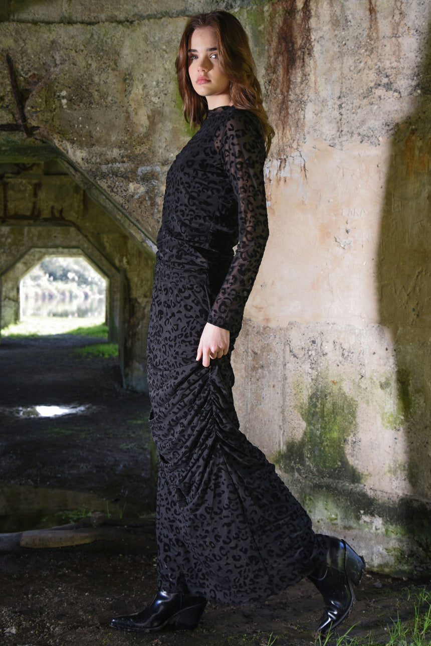 Purr-Fect Ruche Skirt Black