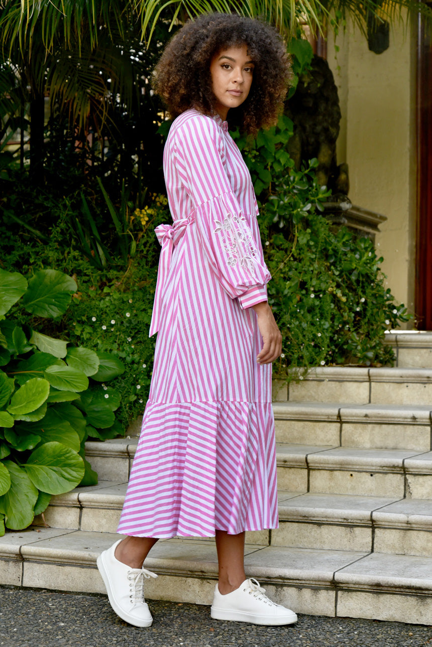 Cut It Out Dress Pink + White