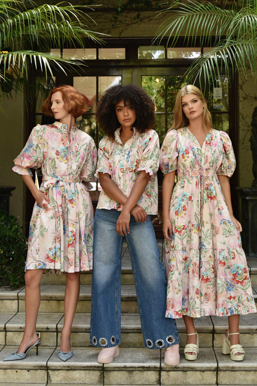 Ruche Around Dress Pink